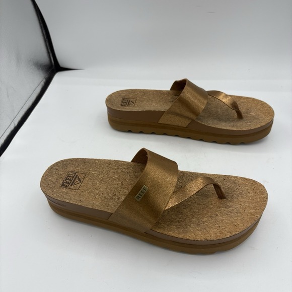 Reef Shoes Womens Size 11 Cushion Sol Hi Platform Sandals‎ Bronze Slide - Picture 8 of 10
